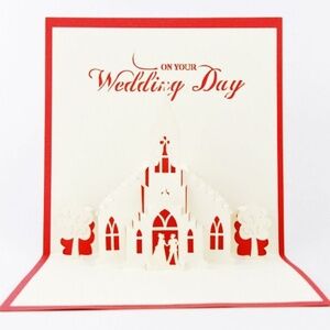 *WEDDING* Red 3D Pop-Up Marriage Greeting Card